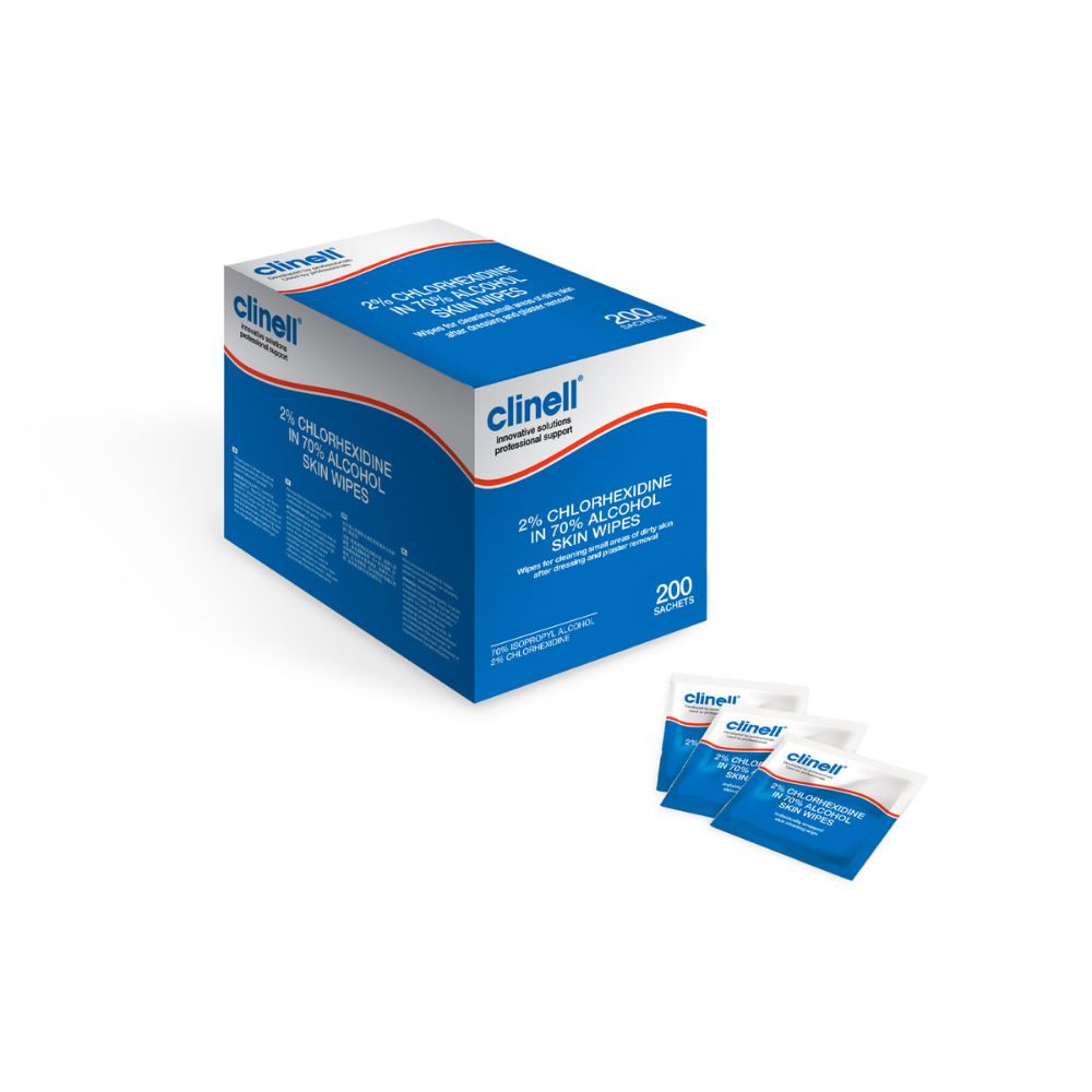 Clinell 2% Chlorhexidine in 70% Alcohol Skin Wipes x 200